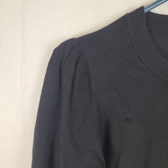 Minnie Rose black puff sleeve sweater dress Size Small Minimal Clean Girl - Picture 4 of 9